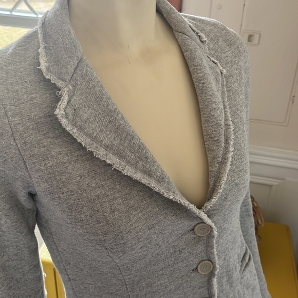 Ottod’ame Gray Speckled Cotton Distressed Blazer Jacket 6 - Picture 9 of 16